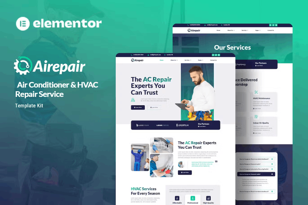 Airepair – Air Conditioner Repair Service Elementor Template Kit
