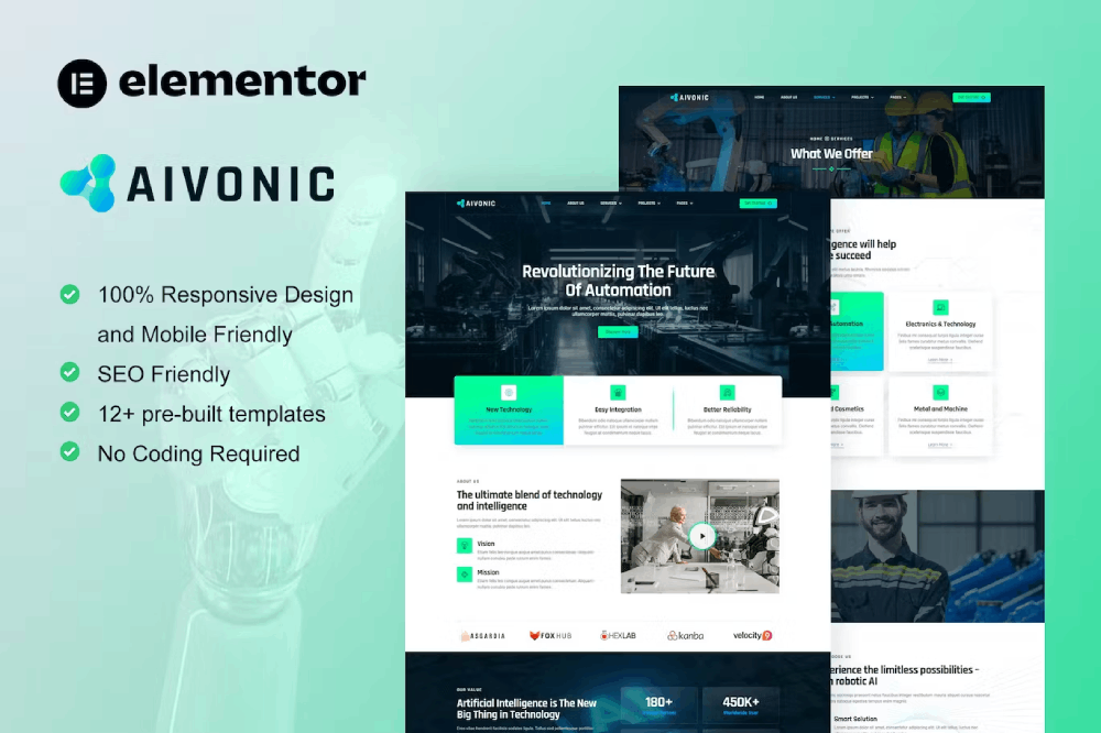 Aivonic – Ai & Robotics Elementor Pro Template Kit