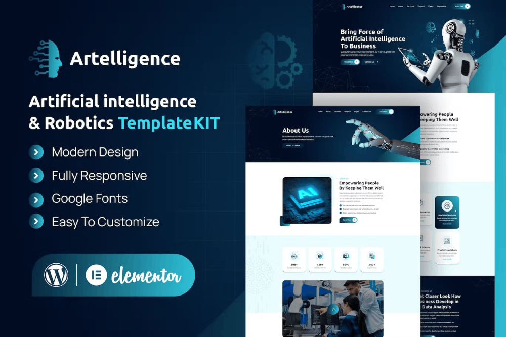 Artelligence – Ai & Robotics Elementor Template Kit Artelligence – Ai & Robotics Elementor Template Kit