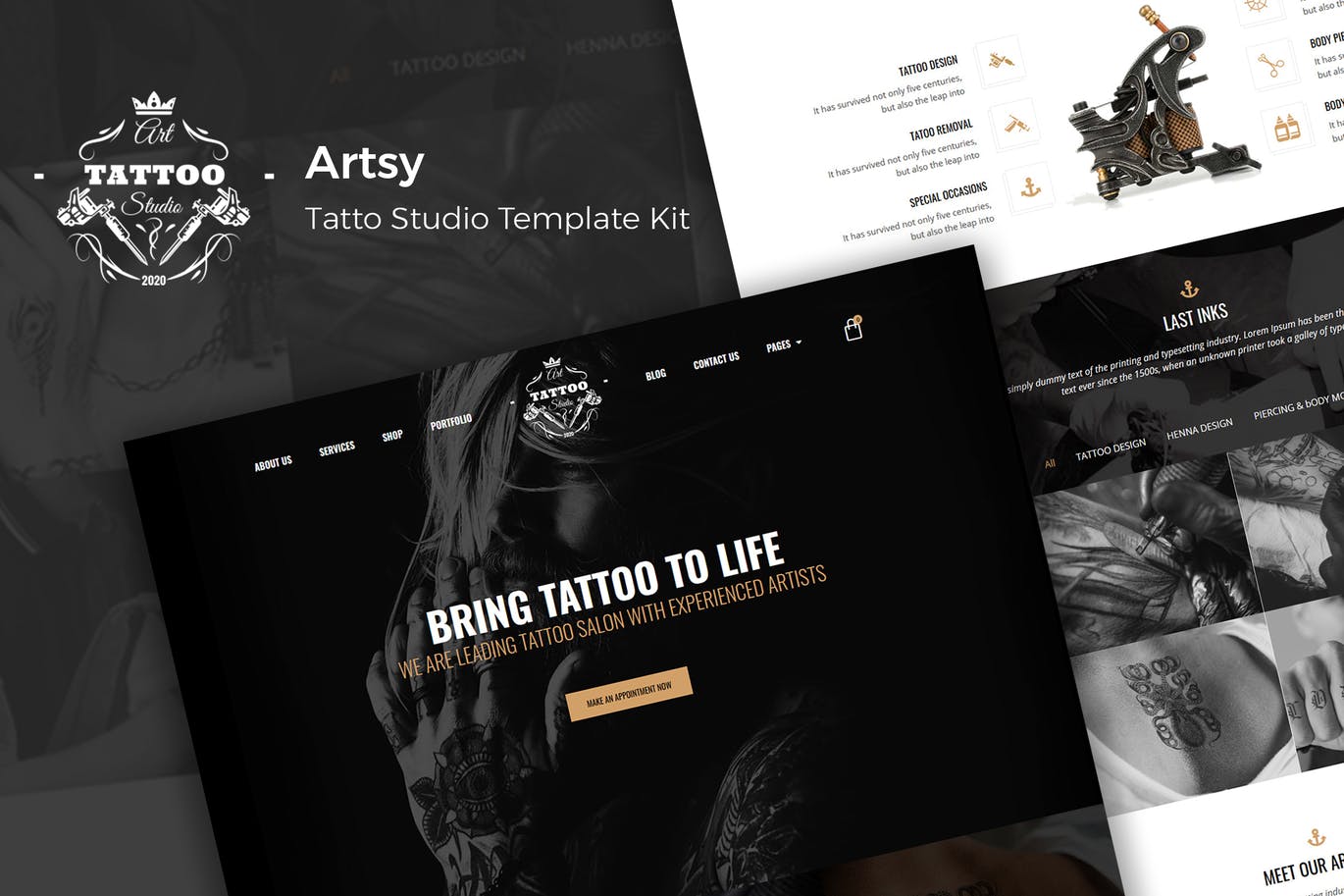 Artsy – Tattoo Studio Template Kit