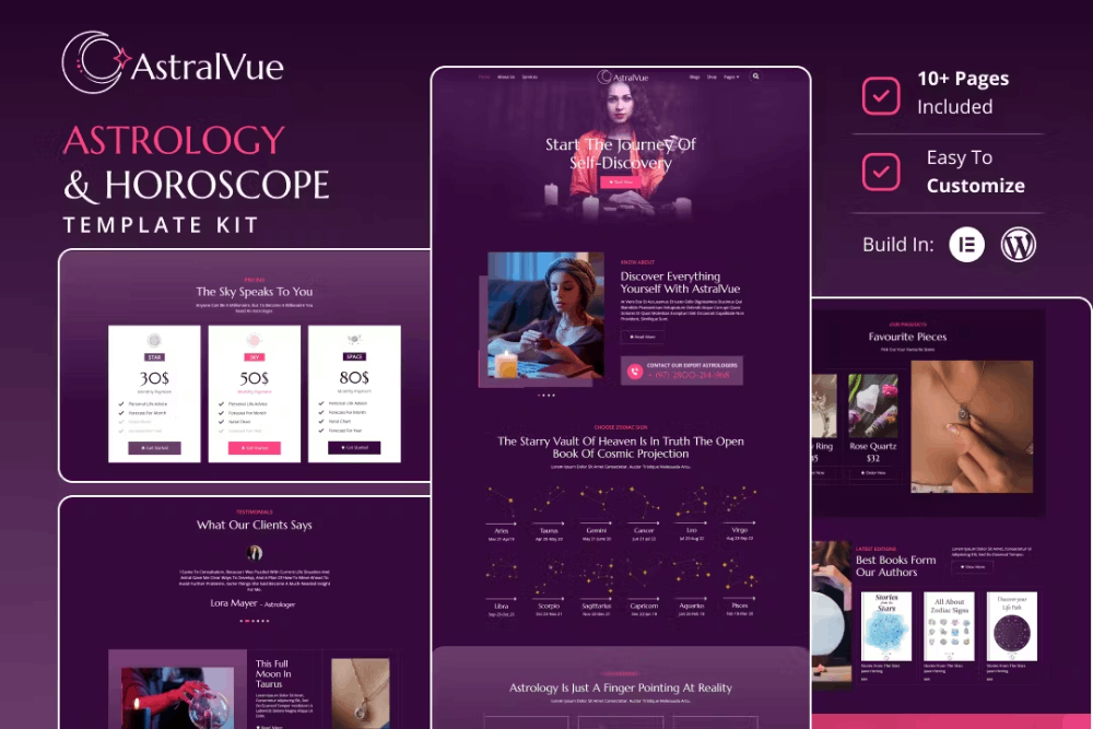 Astralvue – Astrology & Horoscope Elementor Template Kit Astralvue – Astrology & Horoscope Elementor Template Kit