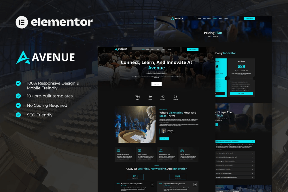 Avenue – Event & Conference Elementor Template Kit
