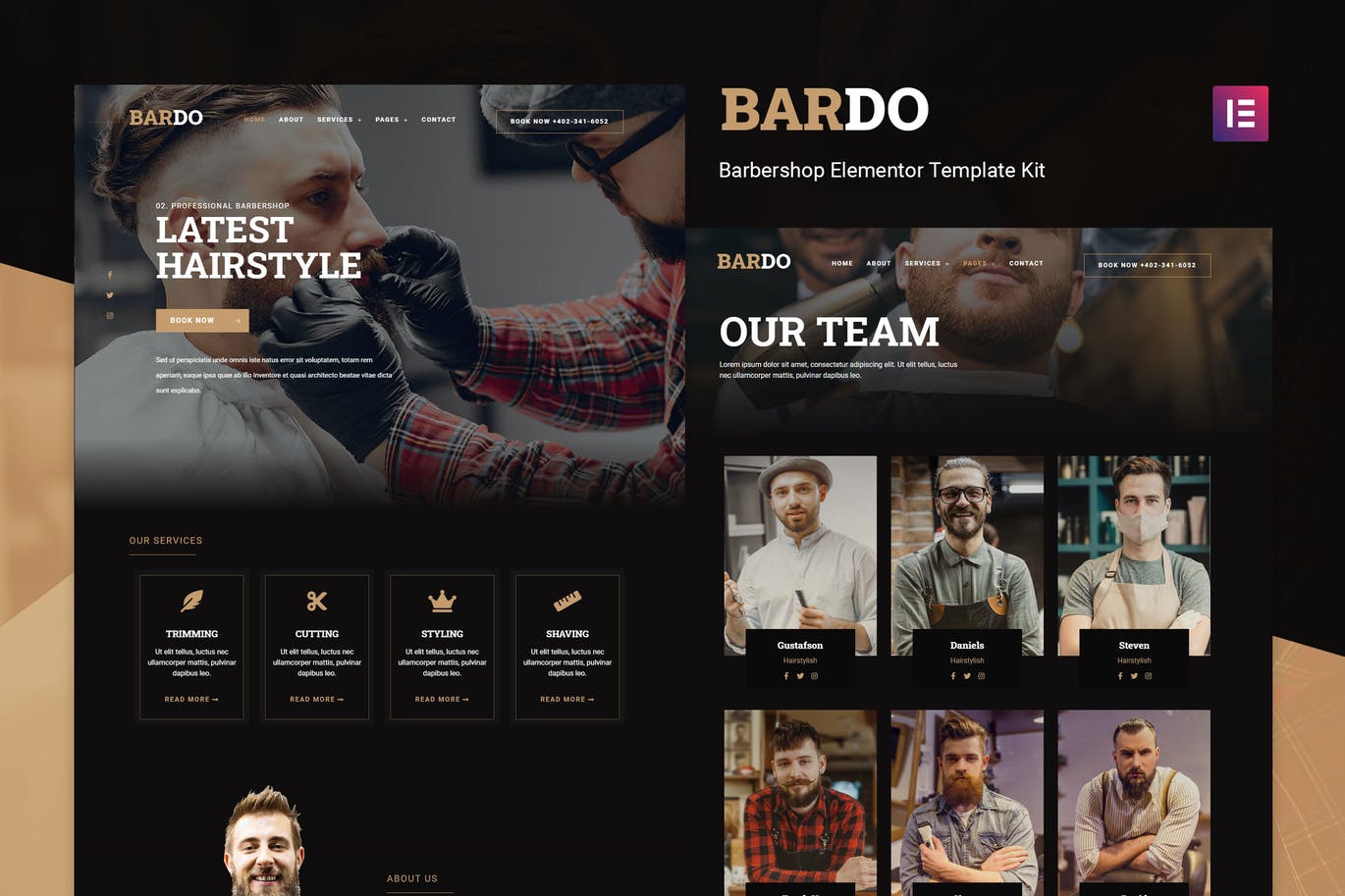 Bardo – Gentleman Barbershop Elementor Template Kit