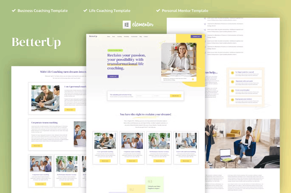 Betterup – Business Coaching & Mentor Elementor Pro Template Kit