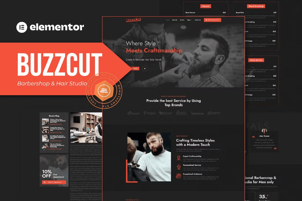 Buzzcut – Barbershop & Hair Studio Elementor Pro Template Kit Buzzcut – Barbershop & Hair Studio Elementor Pro Template Kit