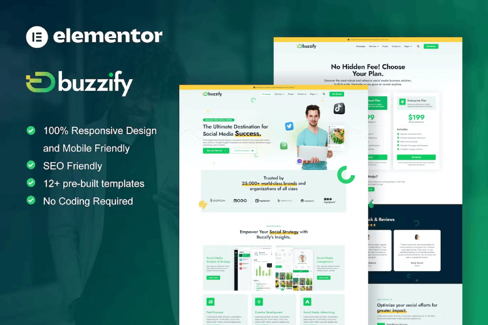 Buzzify – Social Media Marketing Agency Elementor Template Kit Buzzify – Social Media Marketing Agency Elementor Template Kit