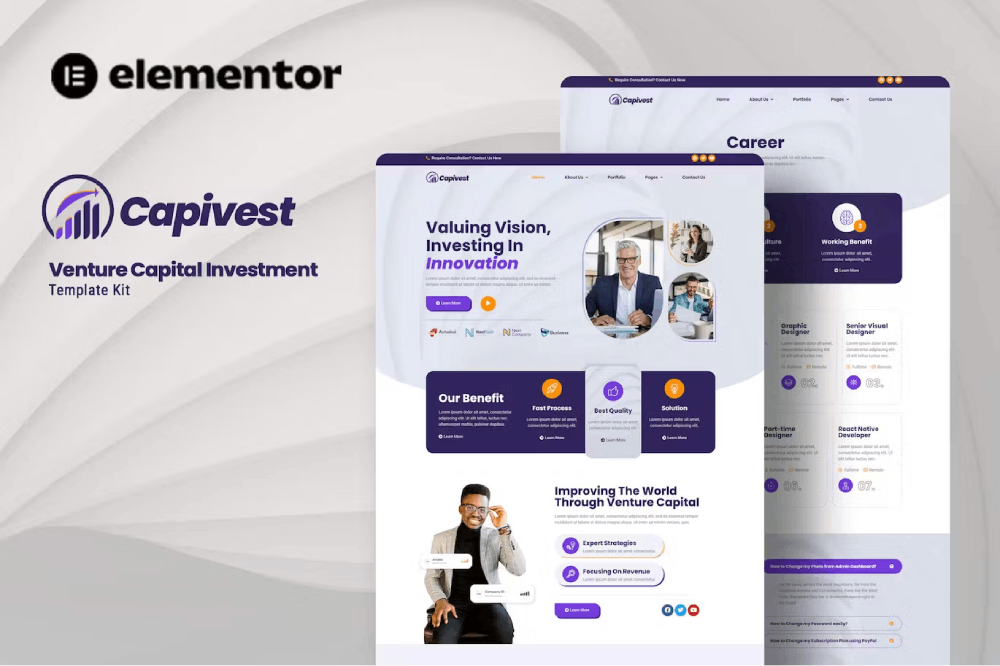 Capivest – Venture Capital Investment Elementor Template Kit Capivest – Venture Capital Investment Elementor Template Kit