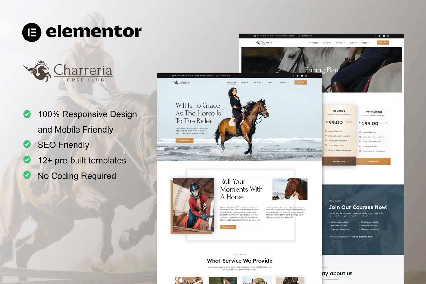 Charreria – Horse Riding Club Elementor Template Kit
