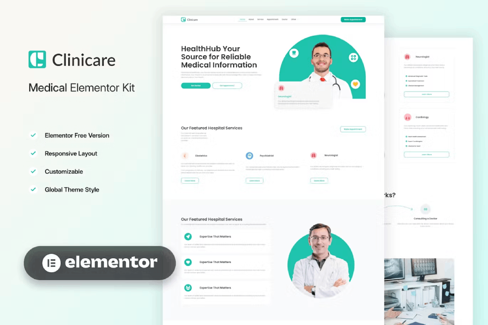 Clinicare – Health & Medical Elementor Template Kit