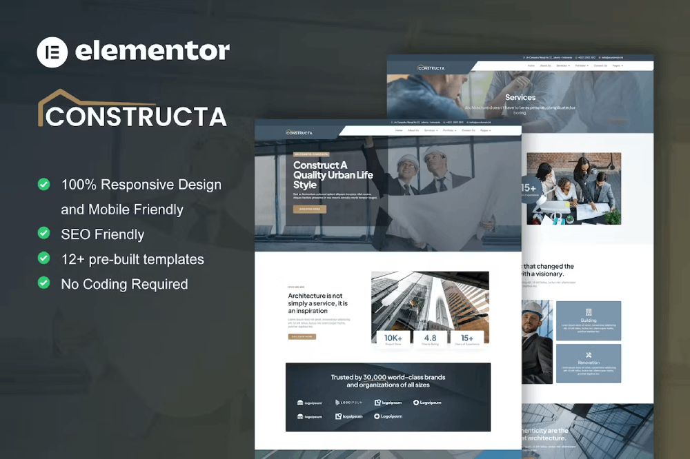 Constructa – Construction & Building Elementor Pro Template Kit