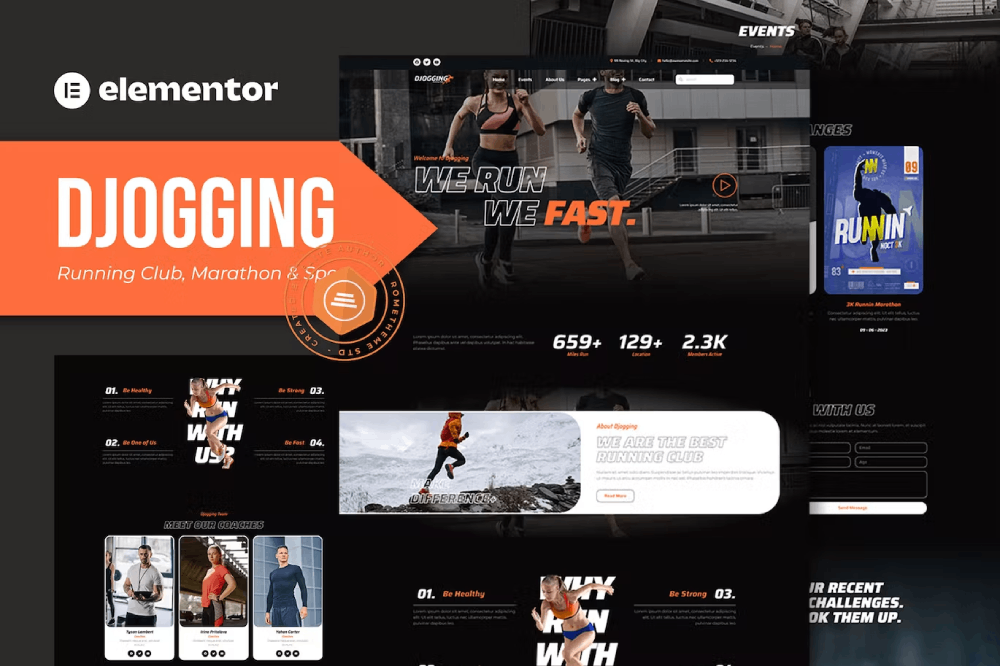 Djogging – Running Club Marathon & Sport Elementor Pro Template Kit