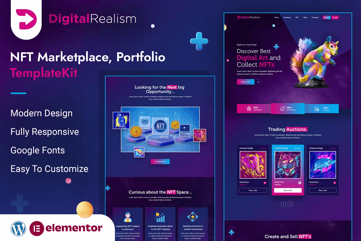 Digital Realism | Nft Elementor Template Kit