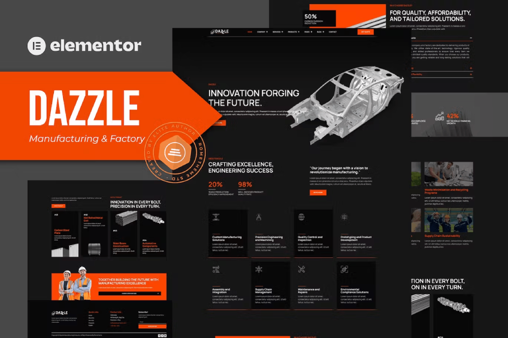 Dazzle – Manufacturing & Factory Elementor Pro Template Kit Dazzle – Manufacturing & Factory Elementor Pro Template Kit