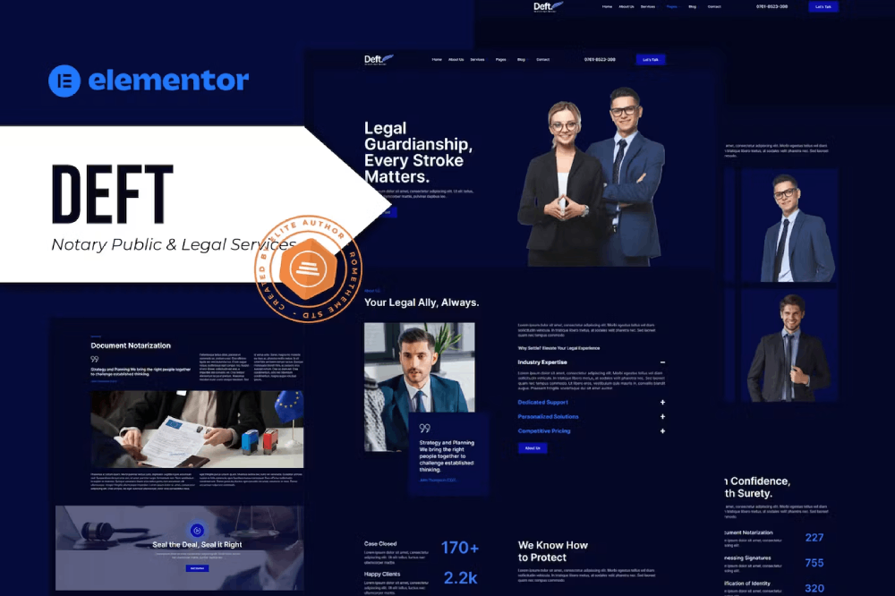 Deft – Notary Public & Legal Services Elementor Template Kit