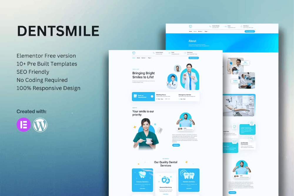 Dentsmile – Dentist & Dental Clinic Elementor Template Kit Dentsmile – Dentist & Dental Clinic Elementor Template Kit