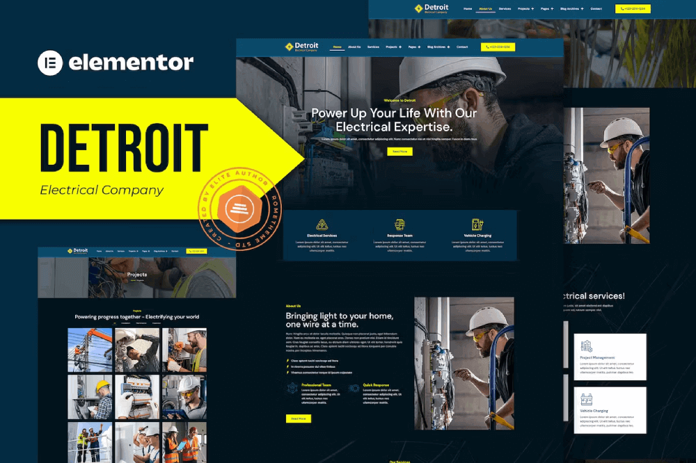 Detroit – Electrical Company Elementor Pro Template Kit