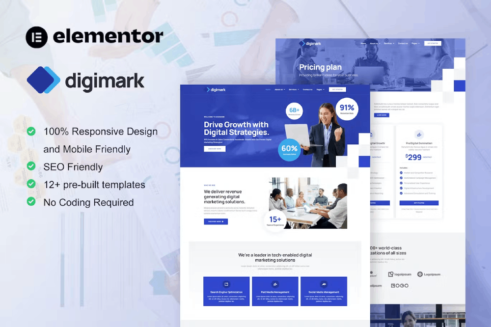 Digimark – Digital Marketing Agency Elementor Pro Template Kit