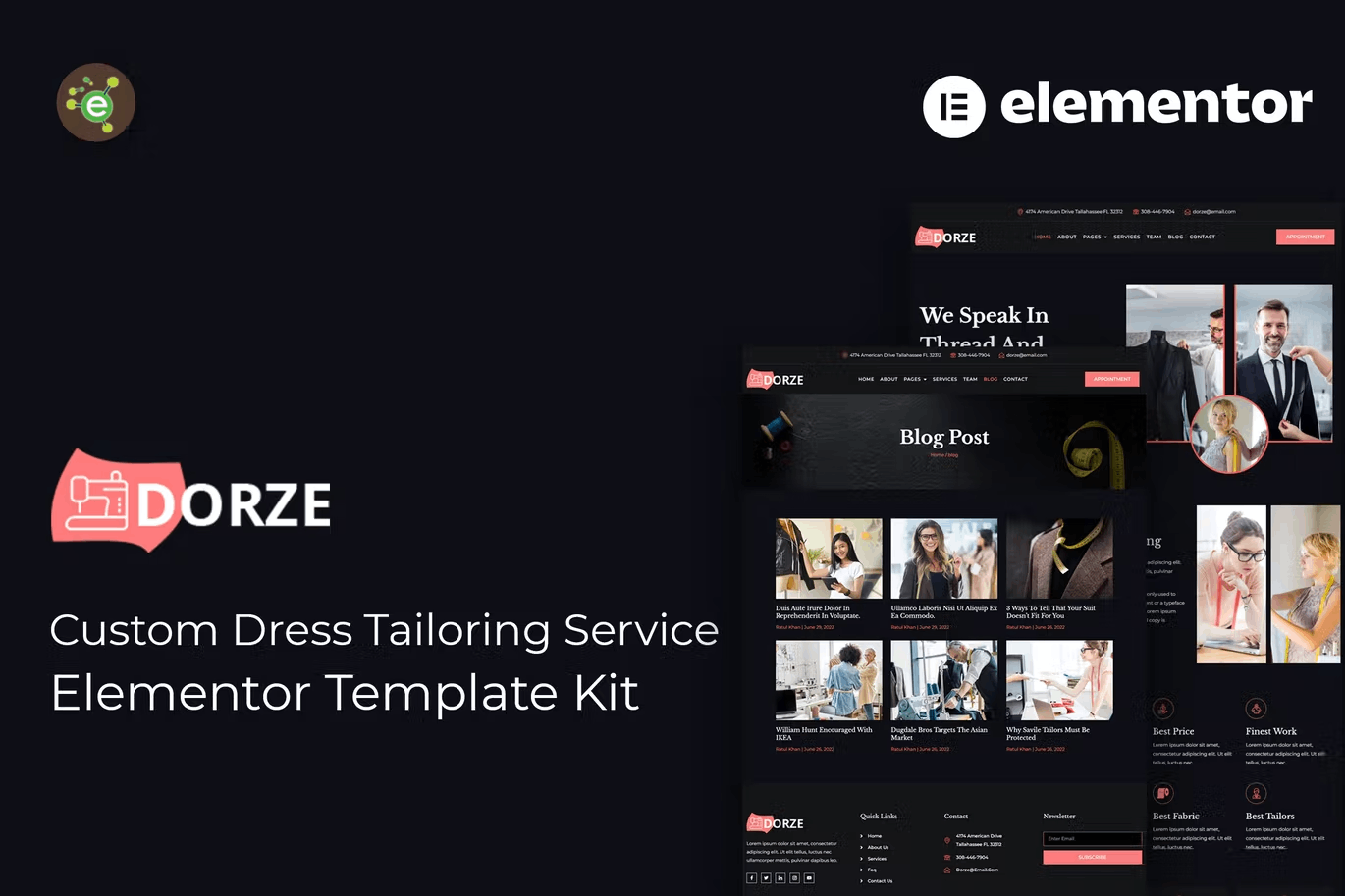 Dorze – Custom Dress Tailoring Service Elementor Pro Template Kit
