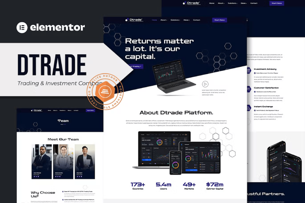 Dtrade – Trading & Investment Company Elementor Template Kit