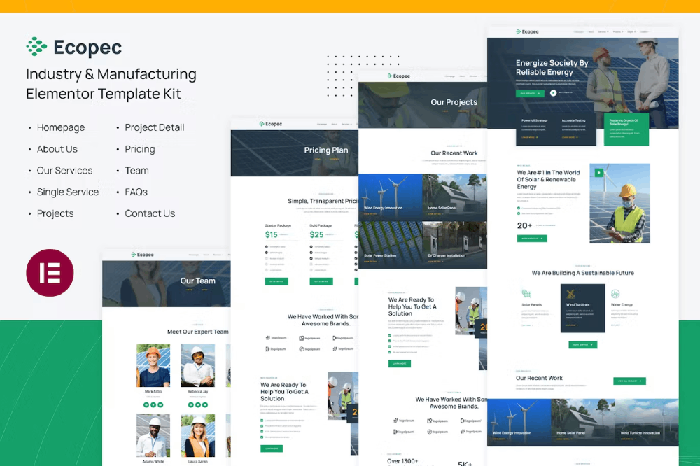 Ecopec – Solar & Renewable Energy Elementor Template Kit