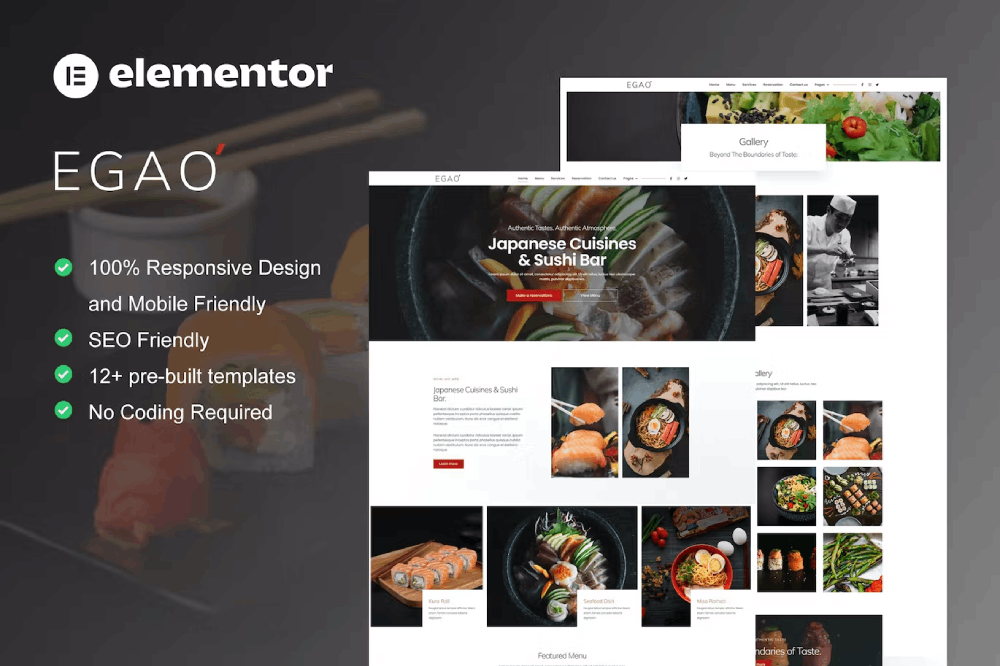 Egao – Japanese Restaurant & Sushi Bar Elementor Template Kit