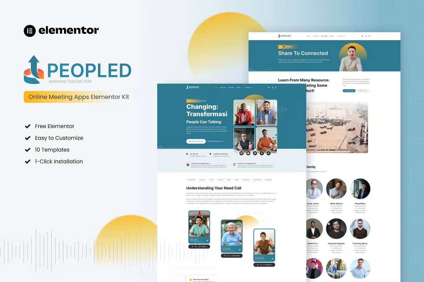 Peopled – Online Meeting App Elementor Template Kit