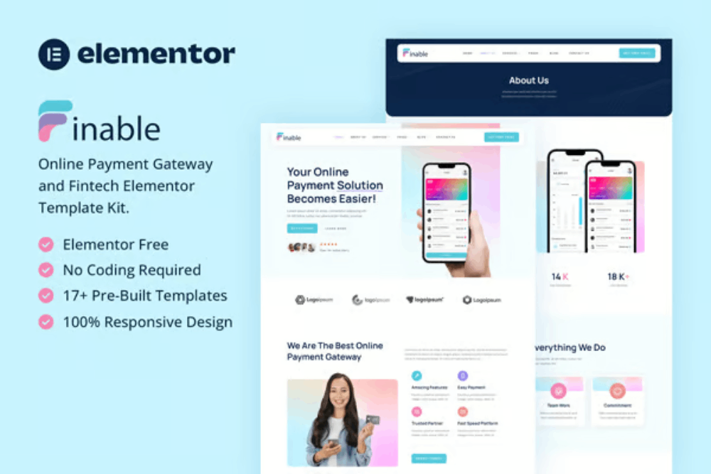 Finable – Online Payment Gateway & Fintech Elementor Template Kit