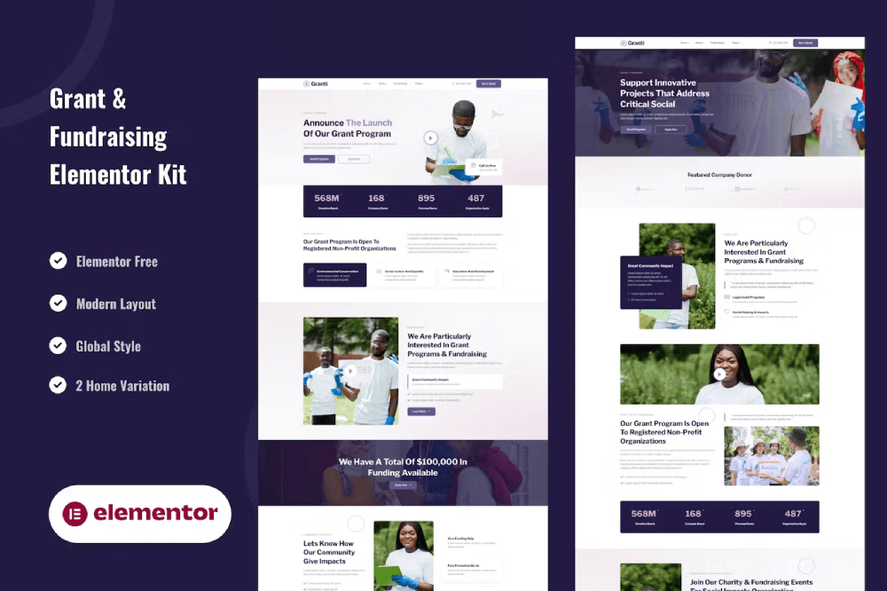 Grant & Fundraising – Elementor Template Kit
