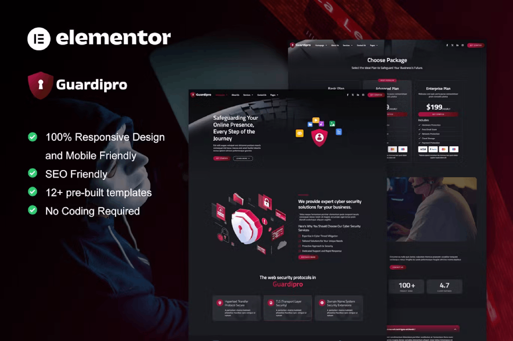 Guardianpro – Cyber Security Services Elementor Template Kit