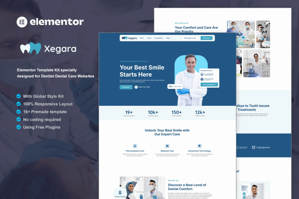 Xegara – Dentist Dental Care Elementor Template Kit