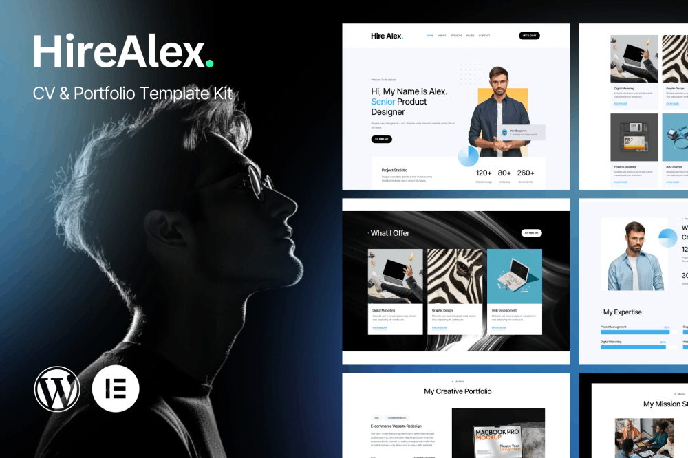 Hirealex – Cv & Portfolio Elementor Template Kit