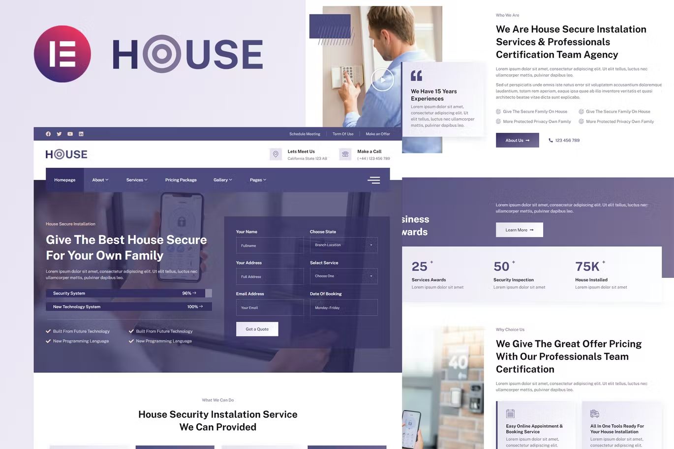 Housec – Smart Home Security Service Elementor Template Kit