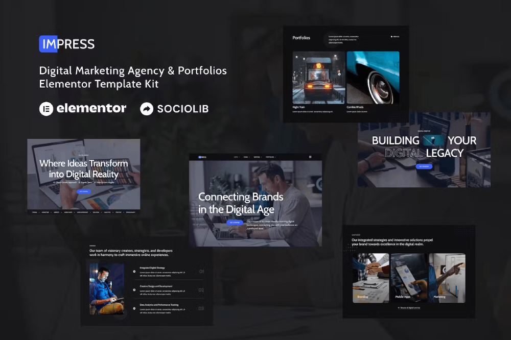 Impress – Digital Marketing Agency & Portfolios Elementor Template Kit Impress – Digital Marketing Agency & Portfolios Elementor Template Kit