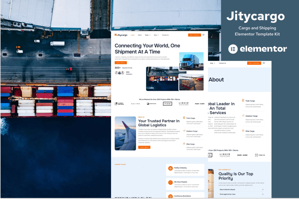 Jitycargo – Logistic Cargo & Transportation Elementor Template Kit