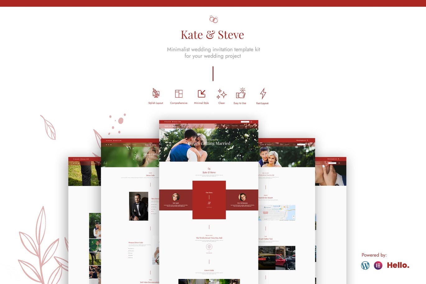 Kate & Steve – Wedding Invitation Elementor Template Kit