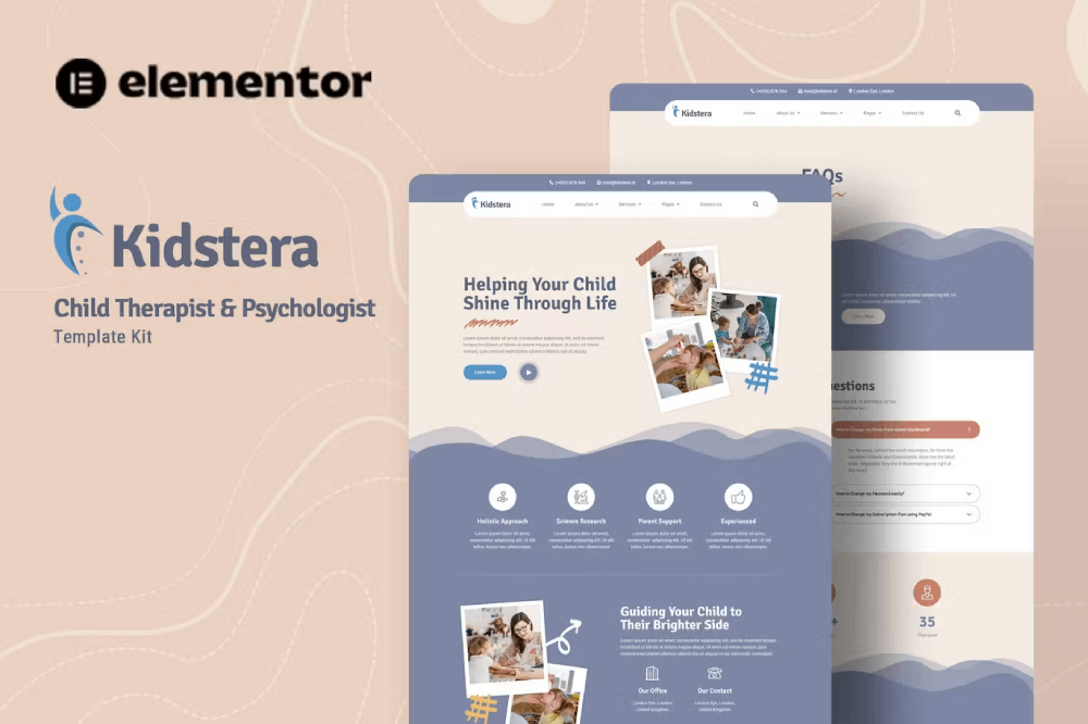 Kidstera – Child Therapist & Psychologist Elementor Template Kit Kidstera – Child Therapist & Psychologist Elementor Template Kit