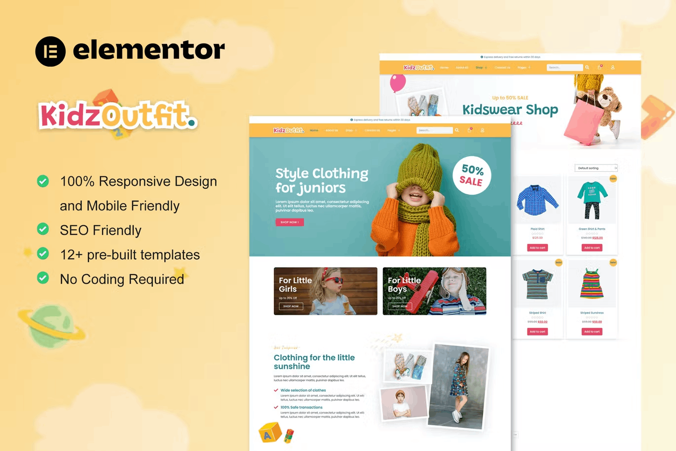 Kidzoutfit – Woocommerce Kids Fashion Shop Template Kit