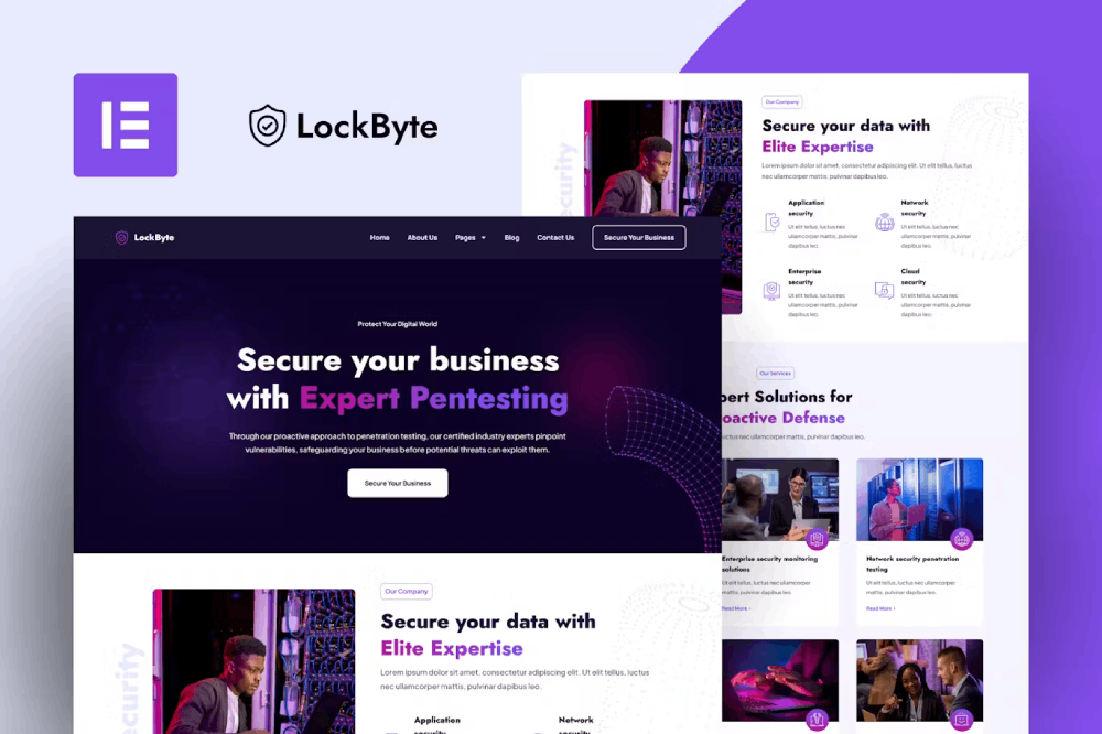 Lockbyte – Cyber Security Services Elementor Pro Template Kit