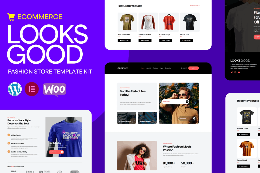 Looksgood – T-Shirt Store Elementor Pro Template Kit