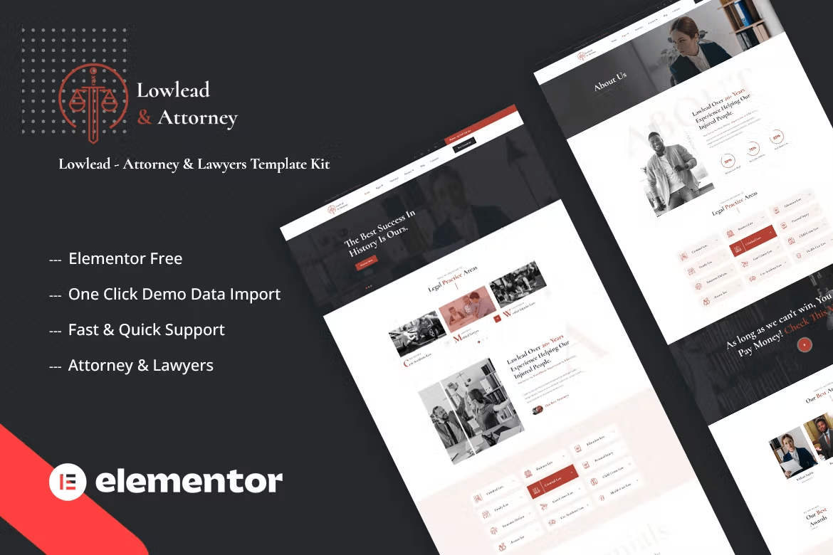 Lowlead – Attorney & Lawyers Elementor Template Kit