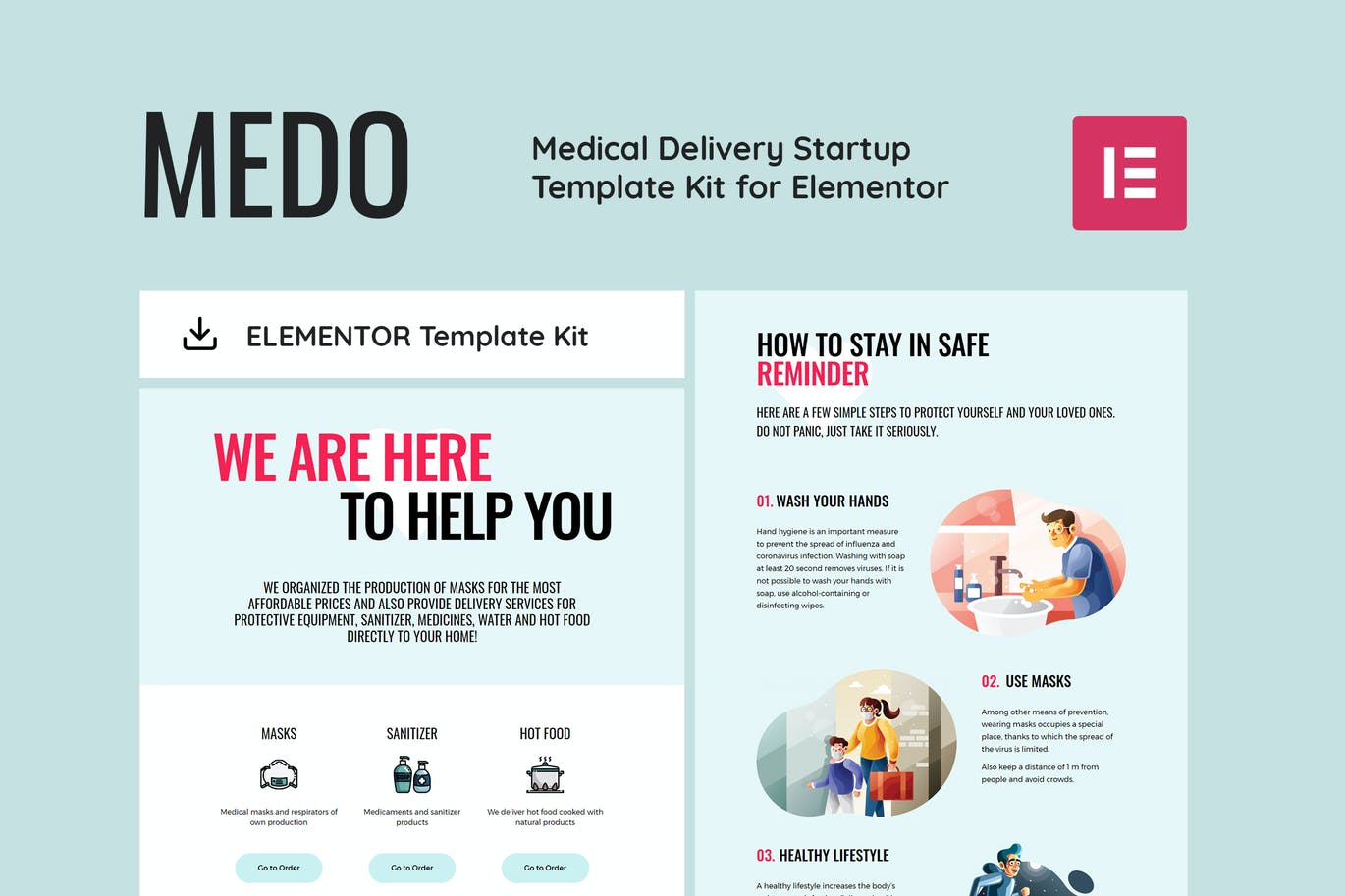 Medo – Medical Delivery Startup Elementor Template Kit