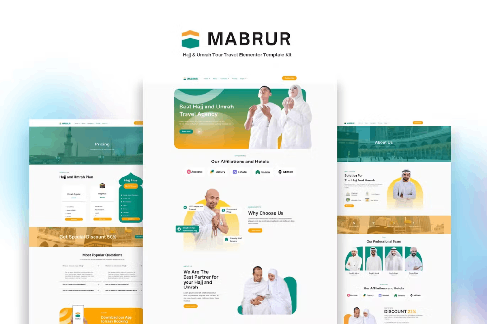 Mabrur – Hajj & Umrah Tour Travel Elementor Template Kit