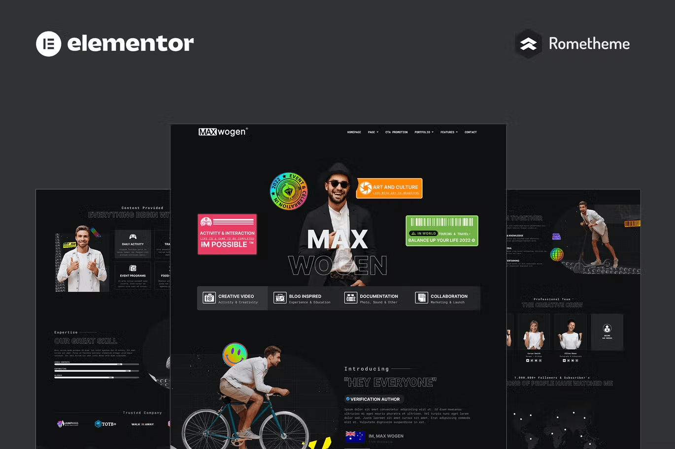 Max – Content Creator Elementor Pro Full Site Template Kit