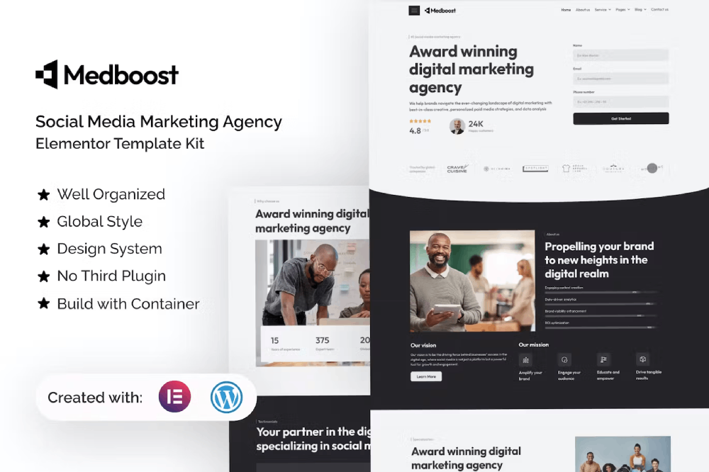 Medboost – Social Media Marketing Agency Elementor Template Kit