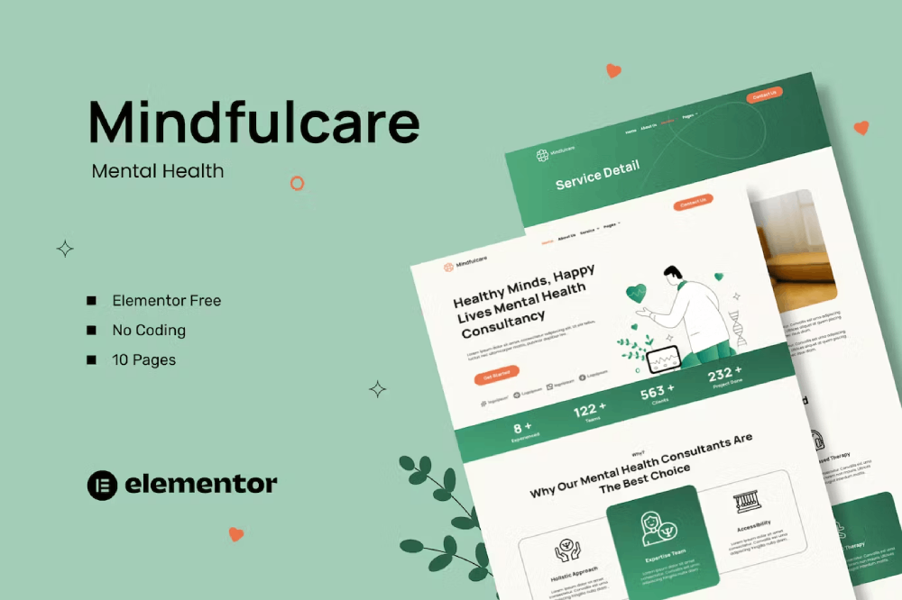 Mindfulcare – Mental Health Consultant Template Kit