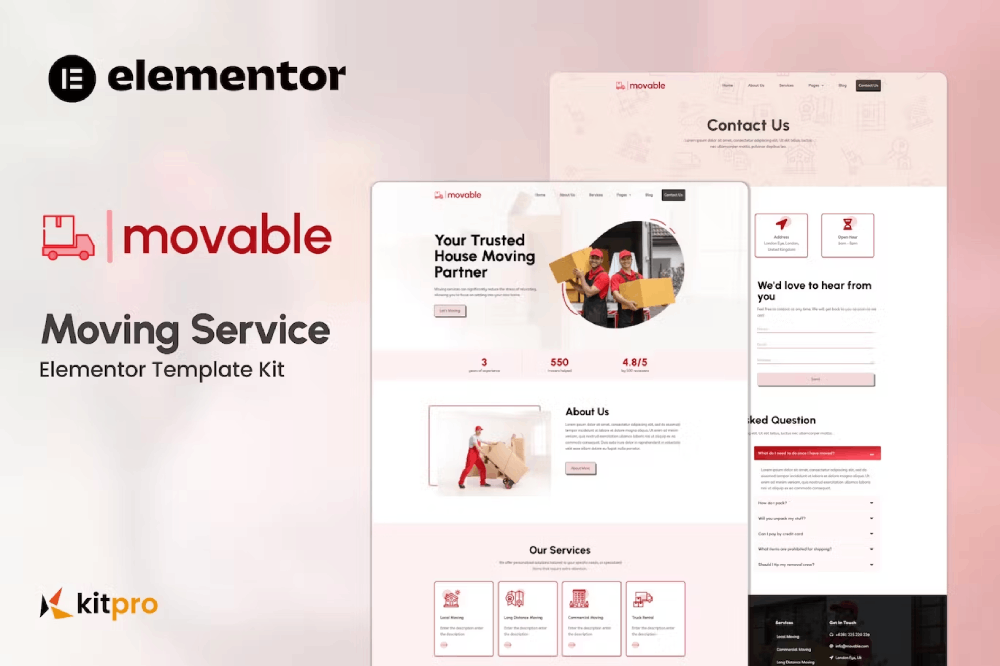Movable – Moving Service Elementor Template Kit Movable – Moving Service Elementor Template Kit