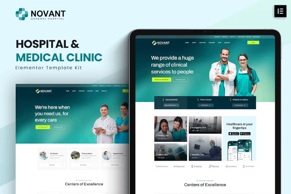 Novant – Hospital And Medical Clinic Elementor Template Kit