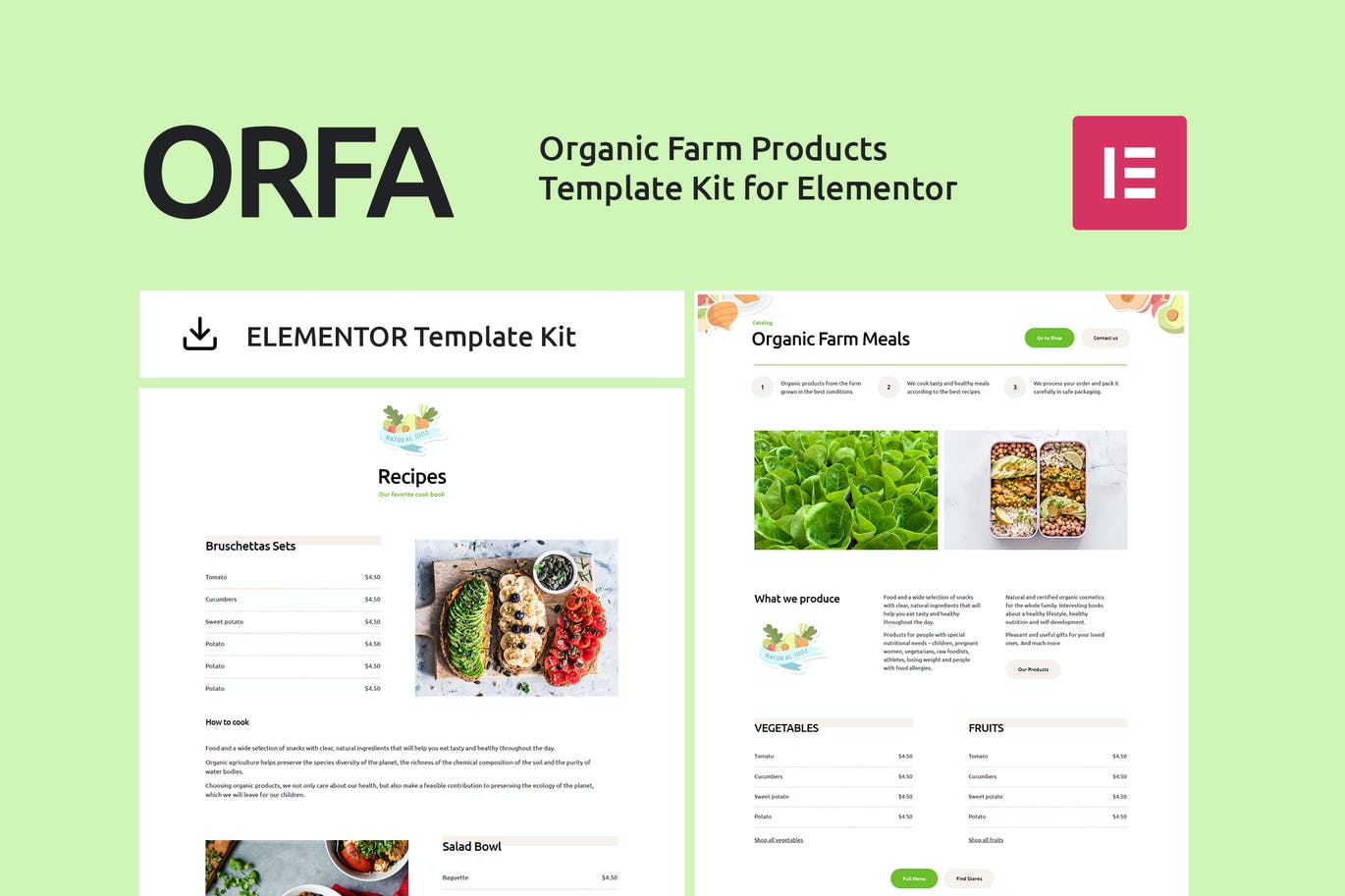 Orfa – Organic Farm Products Elementor Template Kit