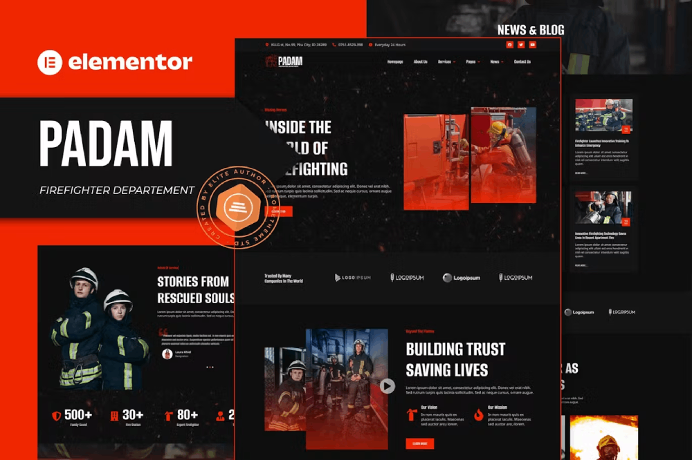 Padam – Firefighter Departement Elementor Template Kit