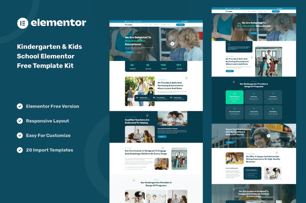 Parees – Kindergarten & Kids School Elementor Template Kit
